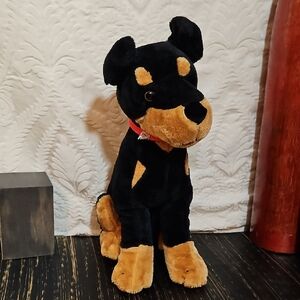 Black and Tan Doberman Plush Dog Toy